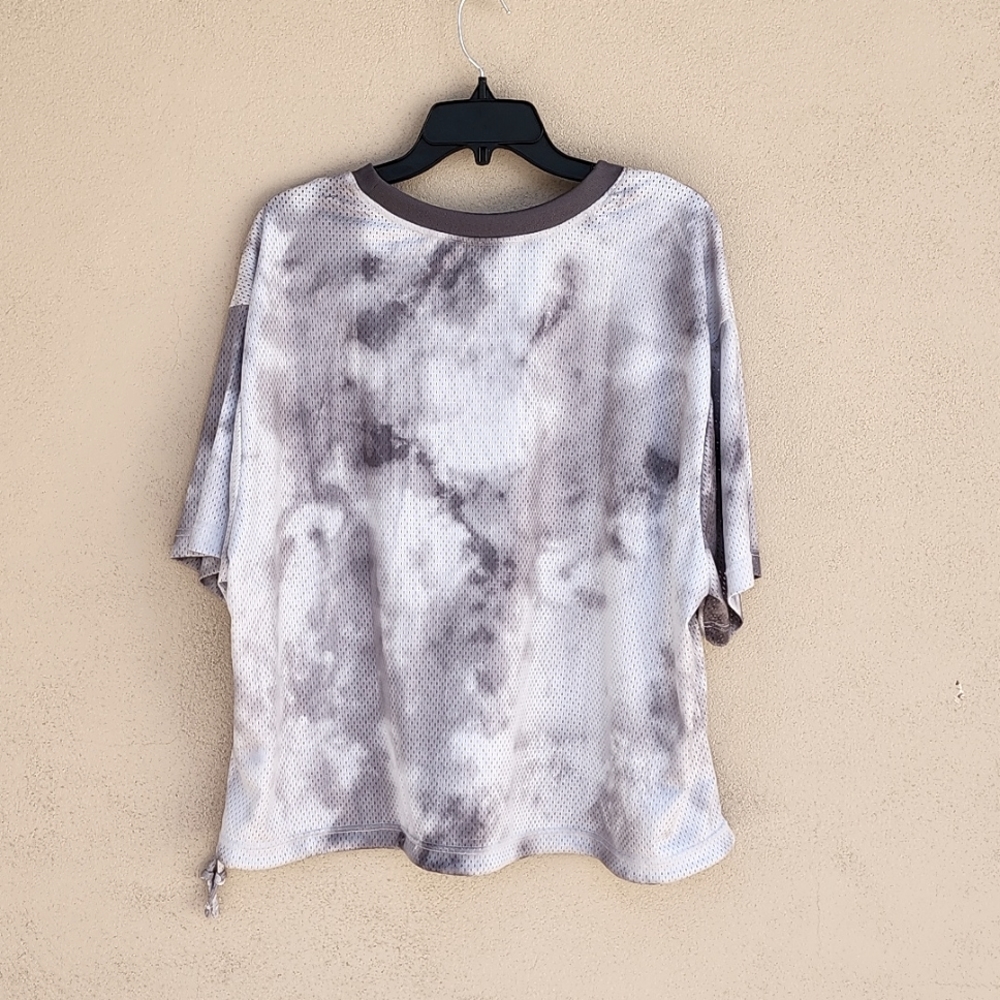 NIKE Icon Clash Gray Mesh Tee Plus 1X Boxy Drawstring Hem Athletic Top Oversized - Picture 4 of 11